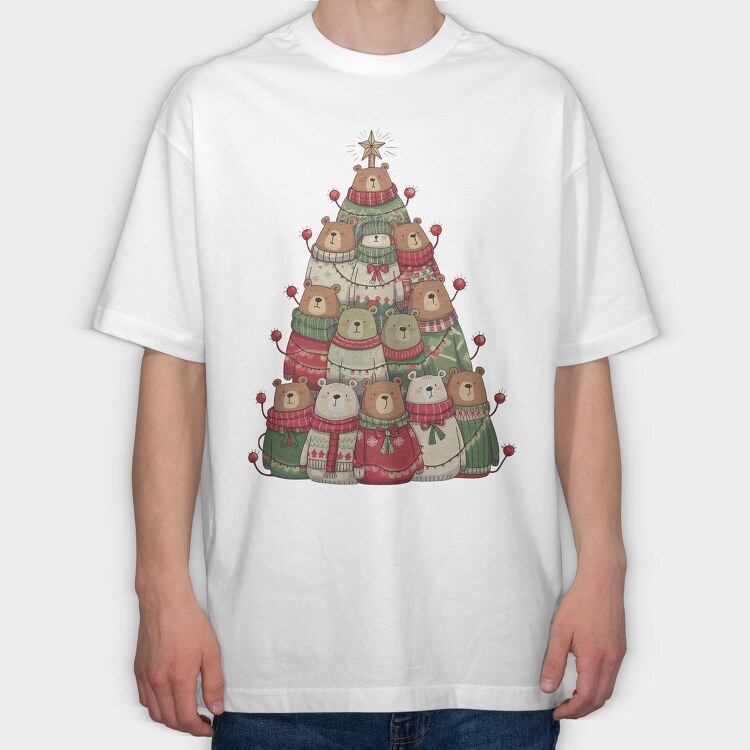 Christmas Bear Tree, Tricou Oversize Barbati (Unisex)