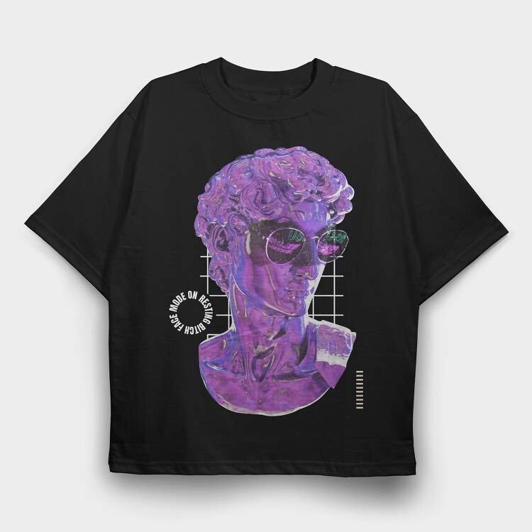 3d Liquid Statue Head With Glasses Bitch Face, Tricou Oversize Barbati (Unisex)