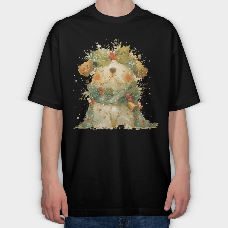 Christmas Bear Holly, Tricou Oversize Barbati (Unisex)
