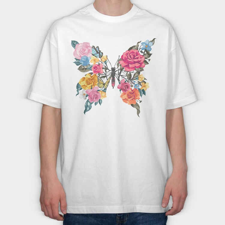 Butterfly Roses Bloom, Tricou Oversize Barbati (Unisex)