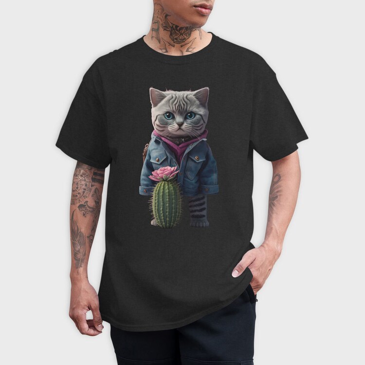 Cat Cactus Cool, Tricou Barbati (Unisex)