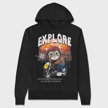 Cat Rider Dreams, Hanorac Oversize Barbati (Unisex)