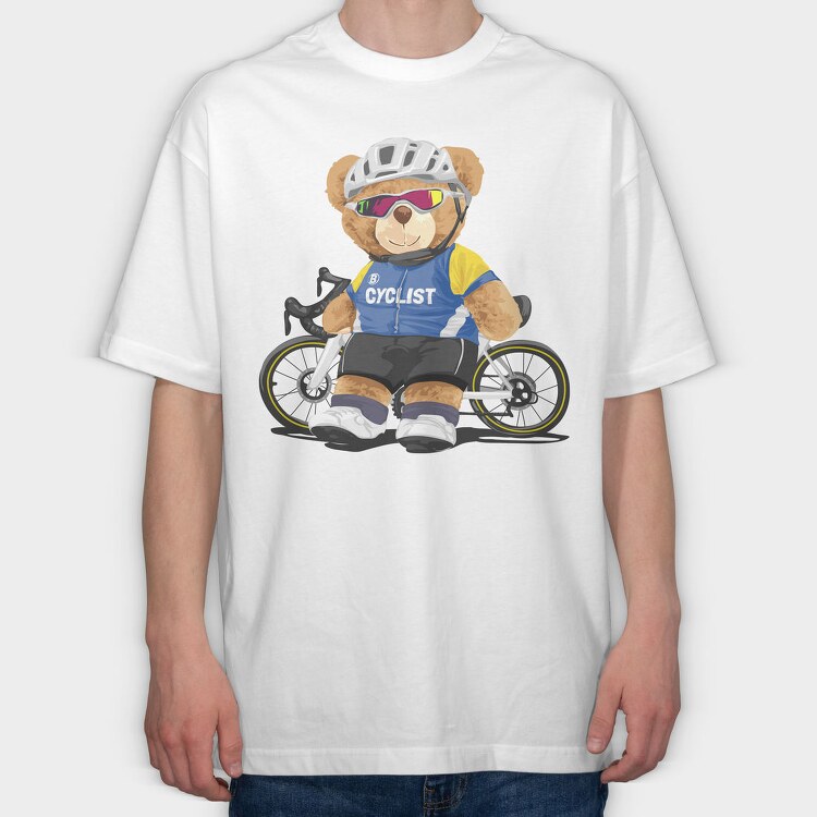 Teddy Bear Cyclist, Tricou Oversize Barbati (Unisex)