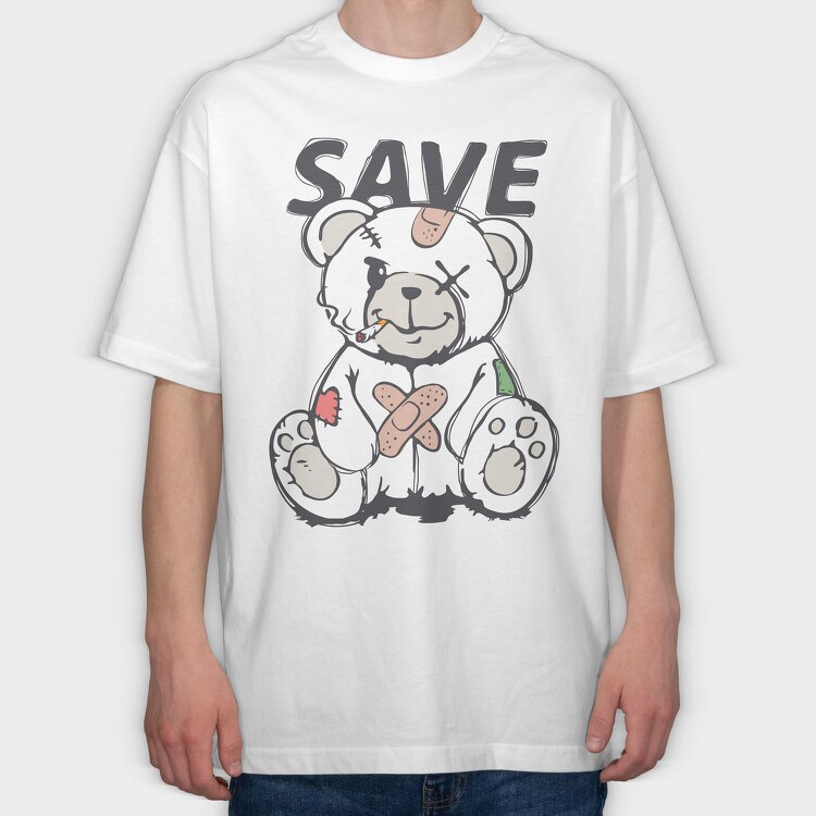 Save Teddy Bear, Tricou Oversize Barbati (Unisex)