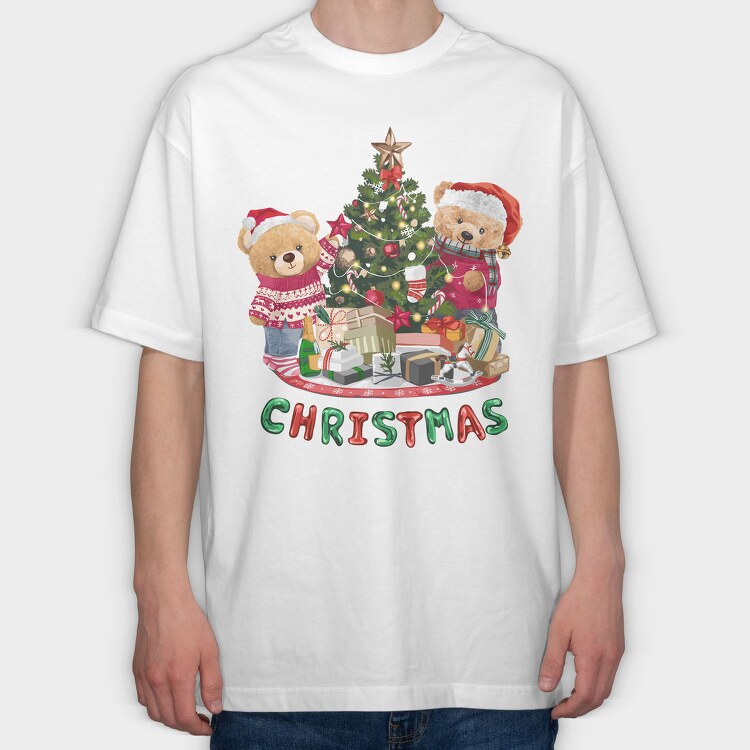 Christmas Teddy Bear 1, Tricou Oversize Barbati (Unisex)