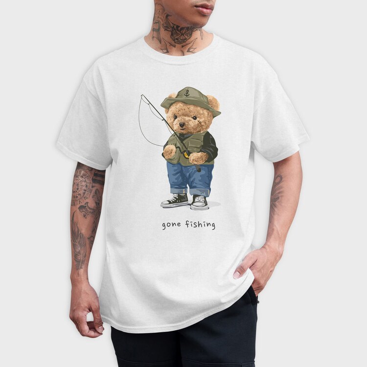 Teddy Bear Fishing, Tricou Barbati (Unisex)