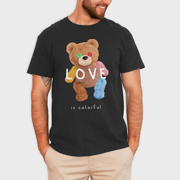 Teddy Bear Love, Tricou Barbati (Unisex)