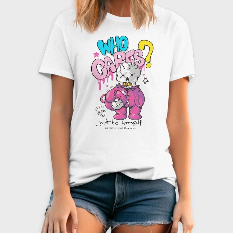 Who Cares Skull Bear, Tricou Barbati (Unisex)