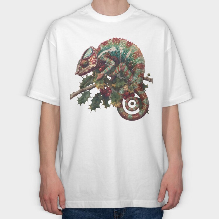Christmas Chameleon Garden, Tricou Oversize Barbati (Unisex)