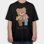 Teddy Bear Love, Tricou Oversize Barbati (Unisex)