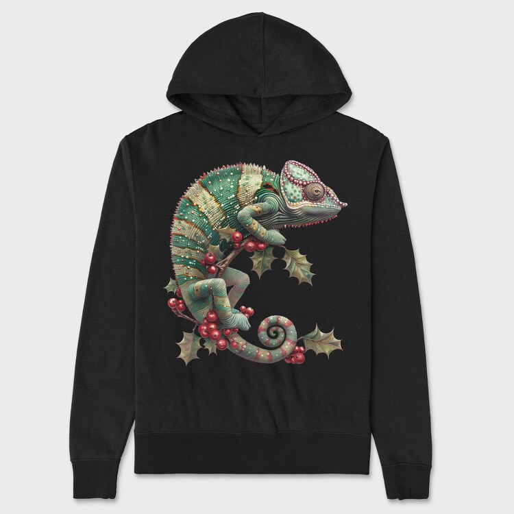 Christmas Chameleon Holly, Hanorac Oversize Barbati (Unisex)
