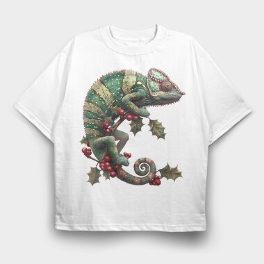 Christmas Chameleon Holly, Tricou Oversize Barbati (Unisex)