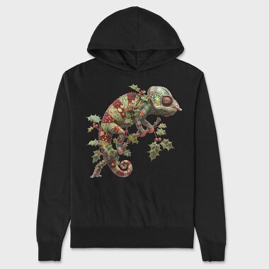 Christmas Chameleon Ornament, Hanorac Oversize Barbati (Unisex)