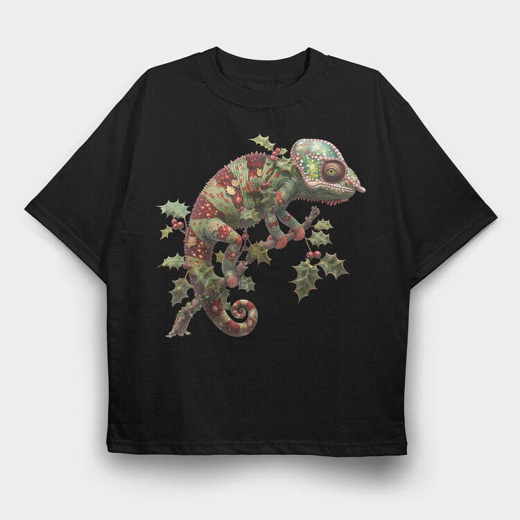 Christmas Chameleon Ornament, Tricou Oversize Barbati (Unisex)