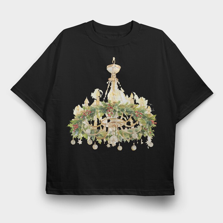 Christmas Chandelier Holly, Tricou Oversize Barbati (Unisex)
