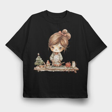 Christmas Chef Girl, Tricou Oversize Barbati (Unisex)