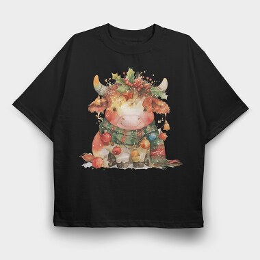 Christmas Cow Bell, Tricou Oversize Barbati (Unisex)