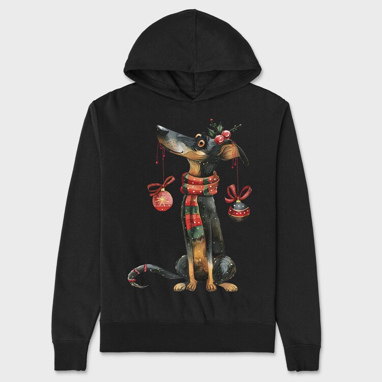 Christmas Dachshund, Hanorac Oversize Barbati (Unisex)