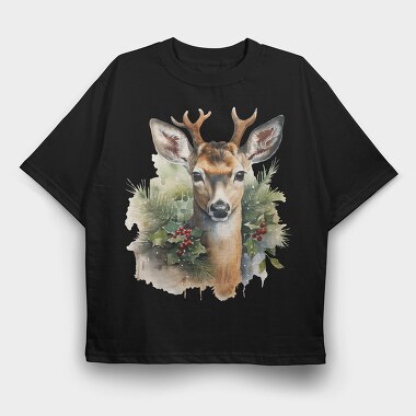 Christmas Deer 10, Tricou Oversize Barbati (Unisex)