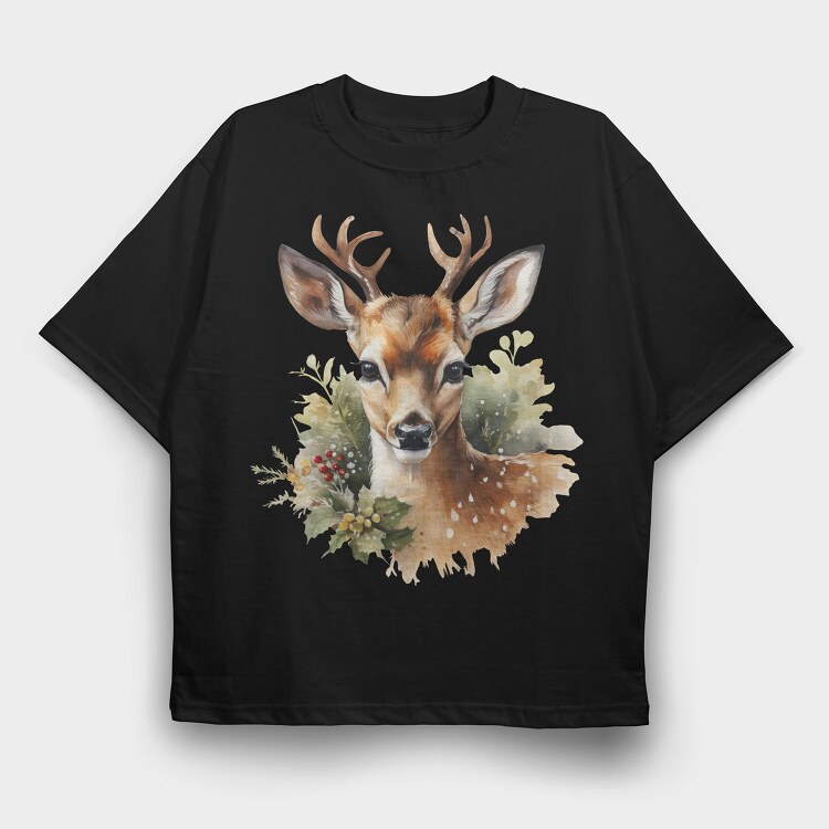 Christmas Deer 11, Tricou Oversize Barbati (Unisex)