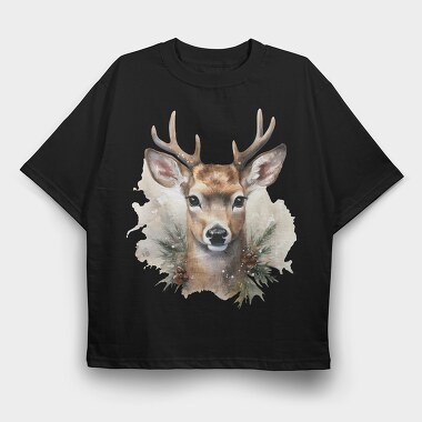 Christmas Deer 12, Tricou Oversize Barbati (Unisex)