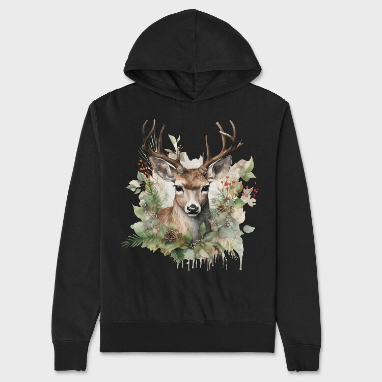 Christmas Deer 2, Hanorac Oversize Barbati (Unisex)