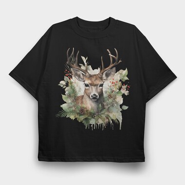 Christmas Deer 2, Tricou Oversize Barbati (Unisex)