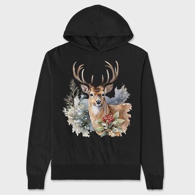 Christmas Deer 3, Hanorac Oversize Barbati (Unisex)