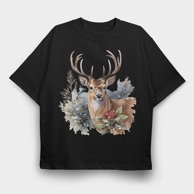 Christmas Deer 3, Tricou Oversize Barbati (Unisex)