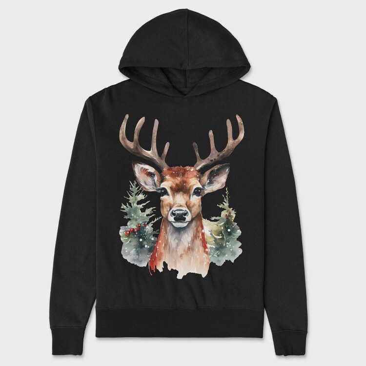 Christmas Deer 5, Hanorac Oversize Barbati (Unisex)