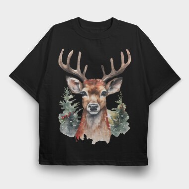 Christmas Deer 5, Tricou Oversize Barbati (Unisex)