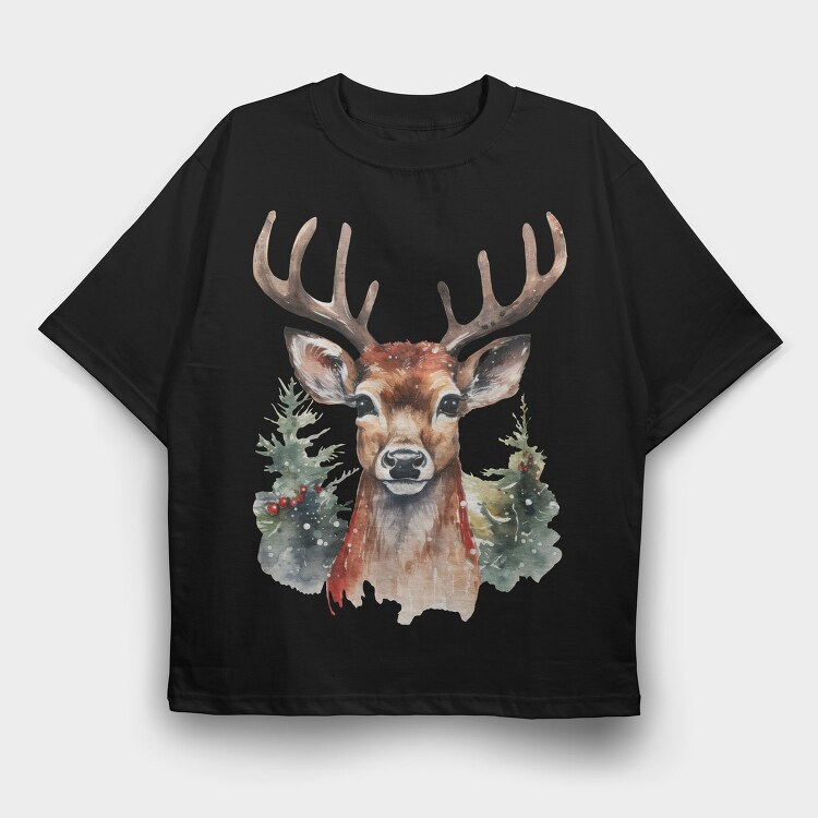 Christmas Deer 5, Tricou Oversize Barbati (Unisex)