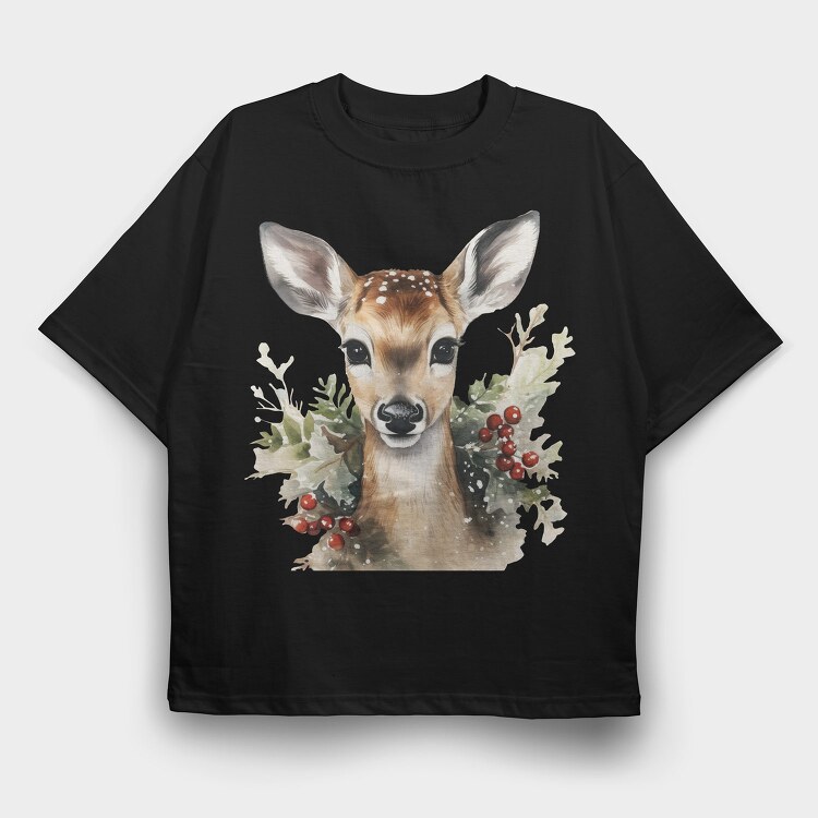 Christmas Deer 6, Tricou Oversize Barbati (Unisex)