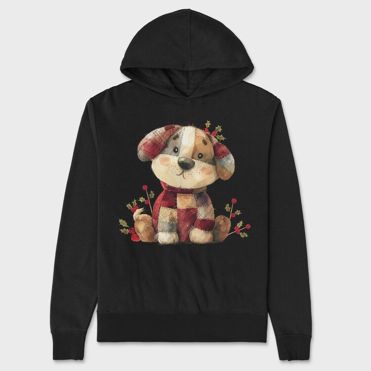 Christmas Dog Patchwork, Hanorac Oversize Barbati (Unisex)