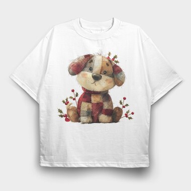 Christmas Dog Patchwork, Tricou Oversize Barbati (Unisex)