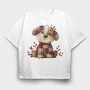 Christmas Dog Patchwork, Tricou Oversize Barbati (Unisex)