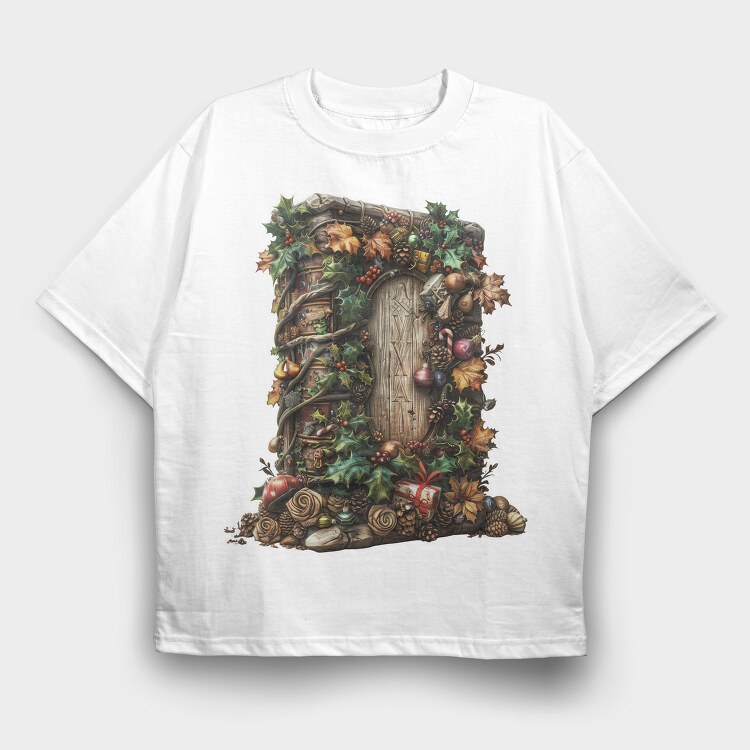 Christmas Door Garden, Tricou Oversize Barbati (Unisex)