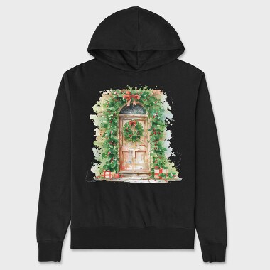 Christmas Door Wreath, Hanorac Oversize Barbati (Unisex)