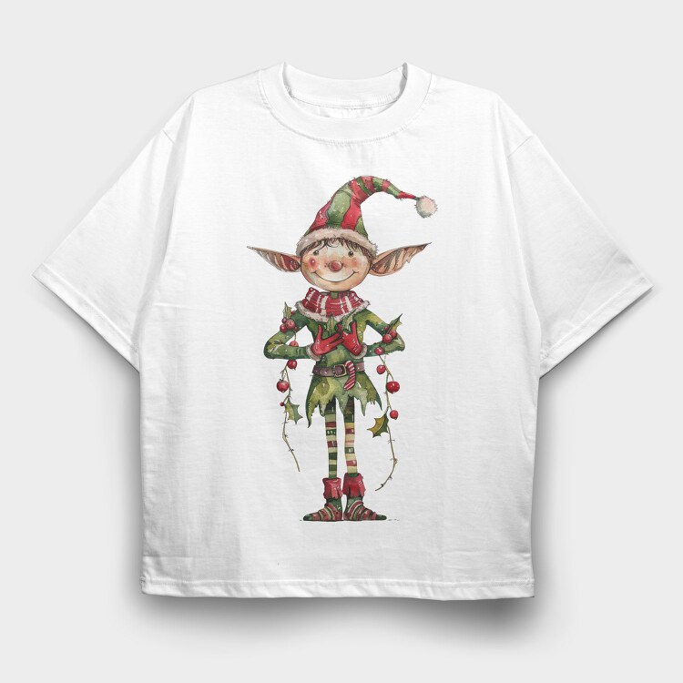 Christmas Elf Icon, Tricou Oversize Barbati (Unisex)