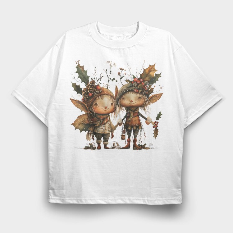 Christmas Elves Garden, Tricou Oversize Barbati (Unisex)