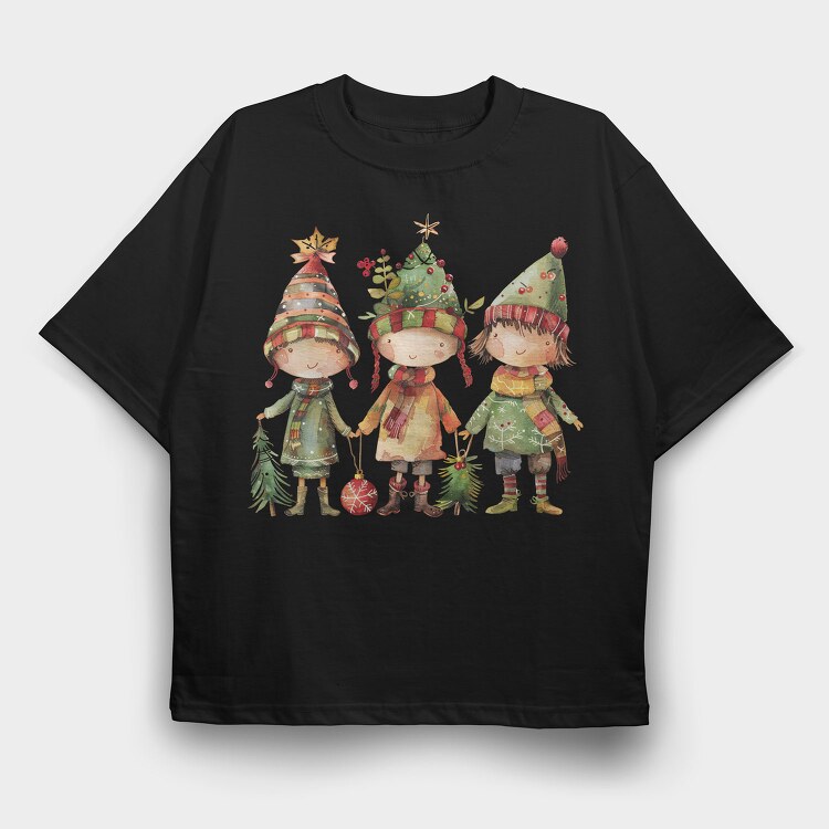 Christmas Elves Hats, Tricou Oversize Barbati (Unisex)