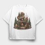 Christmas Fairy Fireplace, Tricou Oversize Barbati (Unisex)