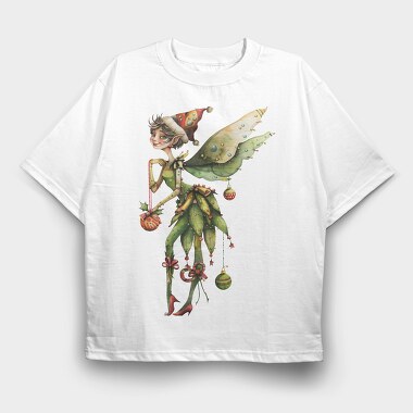 Christmas Fairy Gnome, Tricou Oversize Barbati (Unisex)