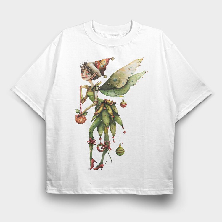 Christmas Fairy Gnome, Tricou Oversize Barbati (Unisex)