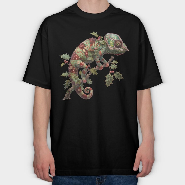 Christmas Chameleon Ornament, Tricou Oversize Barbati (Unisex)