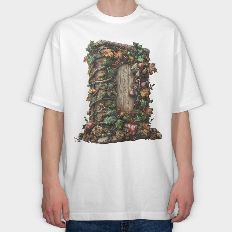Christmas Door Garden, Tricou Oversize Barbati (Unisex)