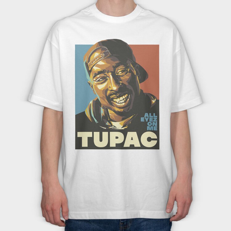Tupac Smile Eyes, Tricou Oversize Barbati (Unisex)