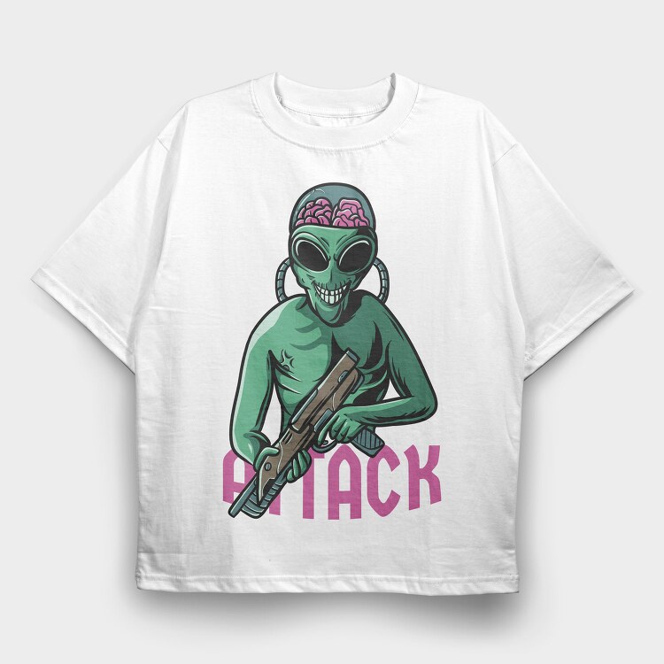 Alien Attack, Tricou Oversize Barbati (Unisex)
