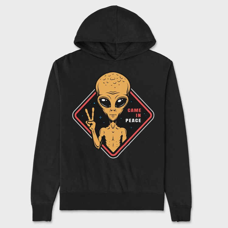 Alien Peace Sign, Hanorac Oversize Barbati (Unisex)