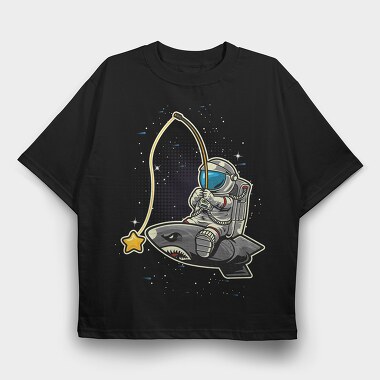 Astronaut Shark Space, Tricou Oversize Barbati (Unisex)